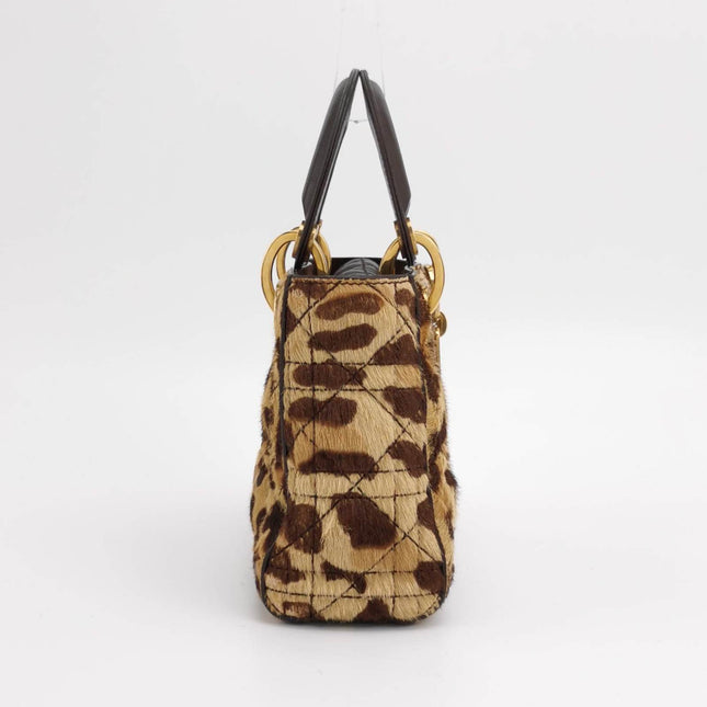 Sold Lady Dior Mini Handbag Pony-style Calfskin Leather Leopard Print