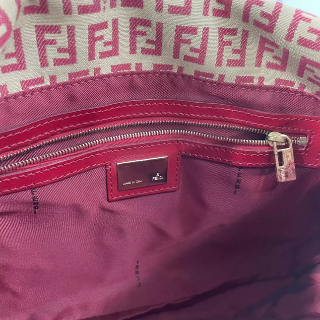 Fendi Mamma Baguette Red Classic Zucchino Monogram Shoulder Bag