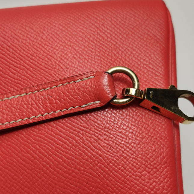 Hermes Kelly 28 Retourne Calfskin Leather Rose Exterior Brown Interior Gold Hardware Double Ring