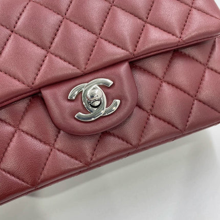 Chanel Classic Flap Rectangular Mini Burgundy Lambskin Silver HW, 2019