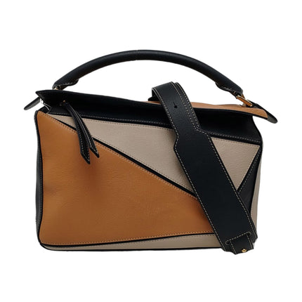 Loewe Puzzle Medium Tricolor Black Yellow Calfskin leather bag-Luxbags