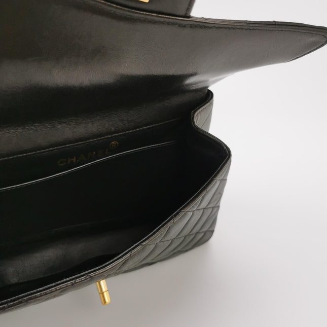Chanel Double Sided Small Classic Flap Black Lambskin Leather 24k Gold Hardware, 1996-1997
