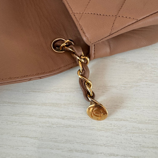 Chanel Classic Flap Mini Vintage Beige Lambskin Leather Adjustable Gold-tone Chain