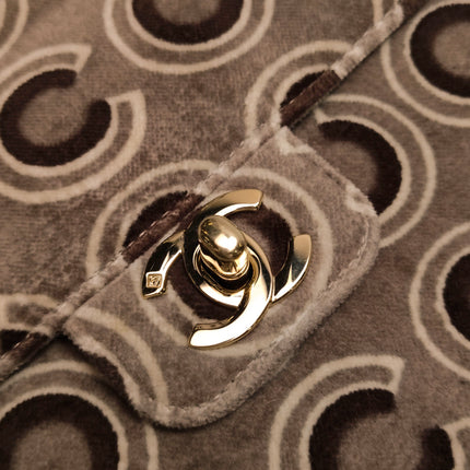 Chanel 2002 Coco Flap Top Handle Box Bag Velvet Grey