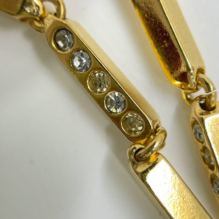 Celine Bracelet Vintage Gold Plated Crystals Embellished Gold Bar Links