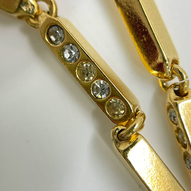 Celine Bracelet Vintage Gold Plated Crystals Embellished Gold Bar Links
