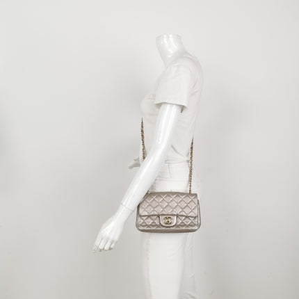Chanel Classic Flap Mini Metallic Pink Lambskin Leather Gold Hardware