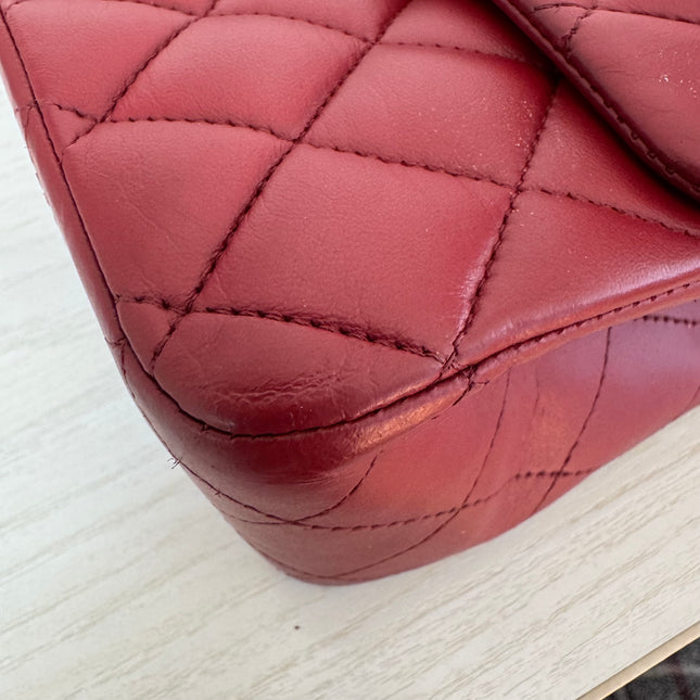 Chanel Classic Flap Burgundy Lambskin Leather Gunmetal Grey HW, 2011-2012