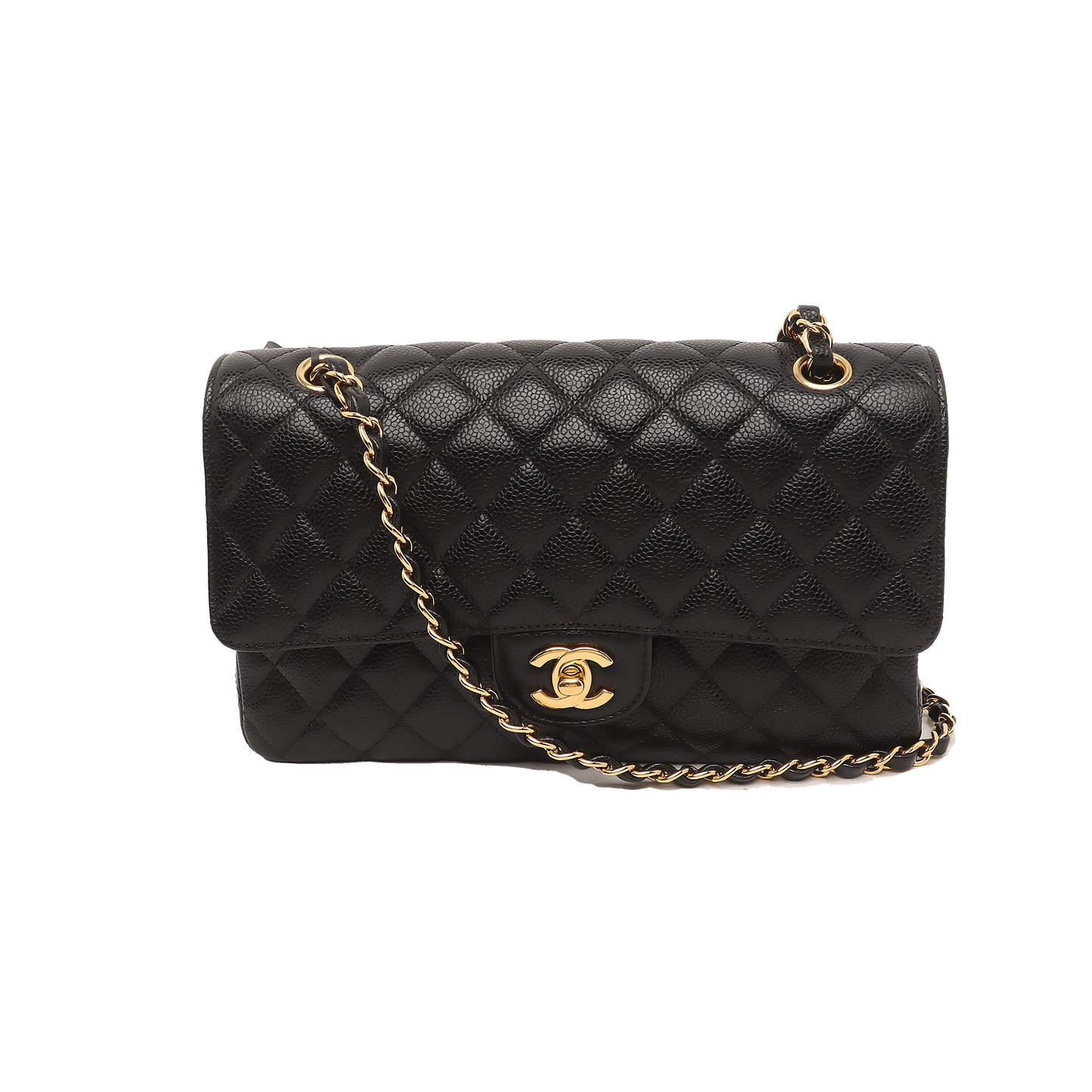 Chanel Classic Flap Medium Black Caviar Leather with 24k Gold Hardware, 2018