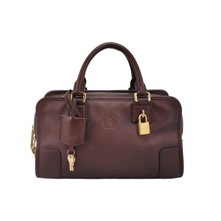 Loewe Amazona 29 in Burgundy Calfskin Leather and Gold-tone Hardware-Luxbags