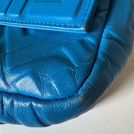 Fendi Baguette Blue Lambskin Leather Crossbody Bag Medium