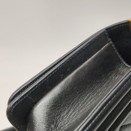 Chanel Le Boy Small Black Lambskin Leather Antiqued Gold Hardware