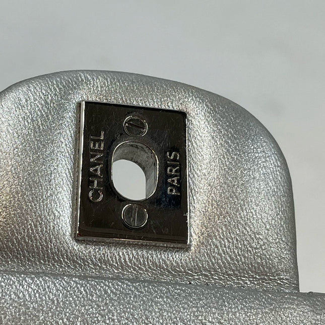 Sold Chanel Classic Flap 2010 Silver Lambskin Leather