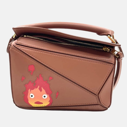 Loewe x Howl's Moving Castle Studio Ghibli Collection Puzzle Calcifer Mini Tan Brown-Luxbags