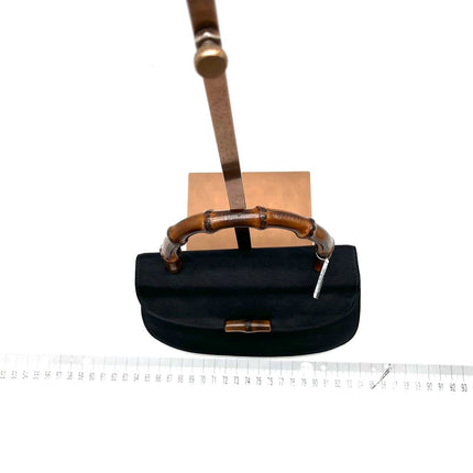 Gucci Bamboo 1947 Night Super Mini Black Nylon Evening Bag with Original Chain