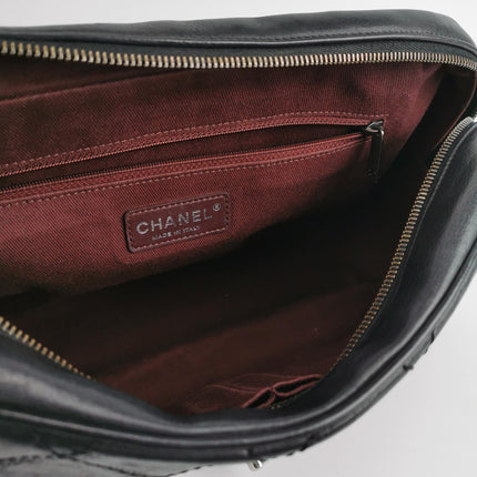 Chanel 2013 Paris-Edinburgh Large Black Flap Calfskin Leather Shoulder Bag