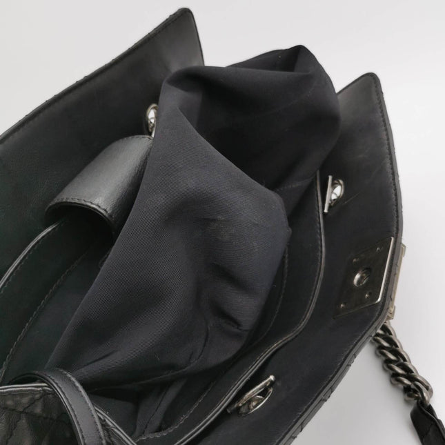 Sold Chanel Boy Reverso Shopping Tote Calfskin Leather Black