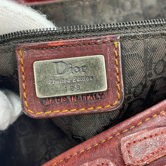 Dior Vintage Gaucho Large Red Leather Crocodile Embossed Crossbody Bag