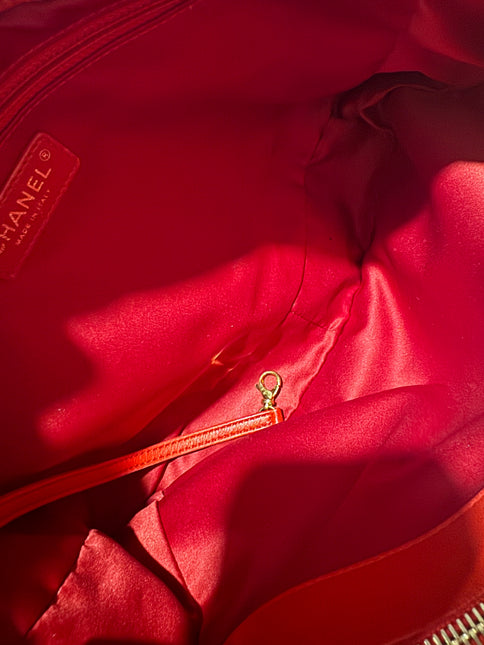 Chanel Shopping Tote Red Lambskin Leather Gold Hardware 2013-14