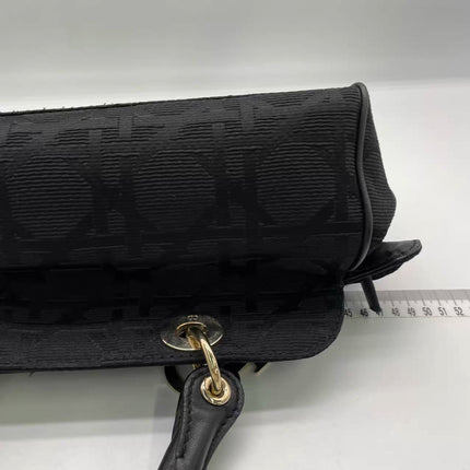 Christian Dior Macros Cannage Coating Canvas Handbag in Black
