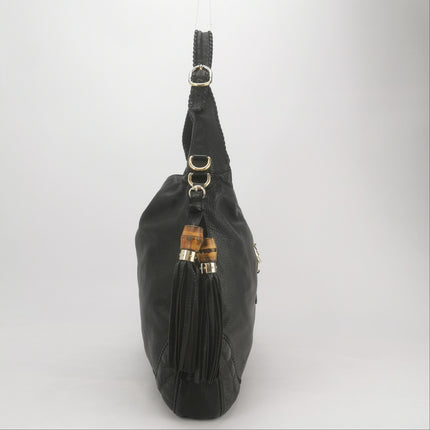 Gucci Jackie Soft Large Black Leather Shoulder Bag With Strap