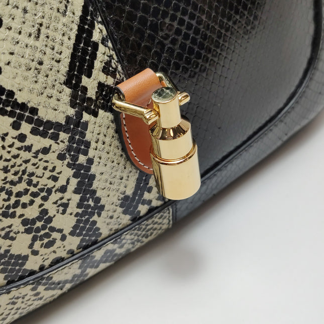 Gucci Jackie 1961 Small Multicolor Calfskin and Python-skin Leather Black With Strap