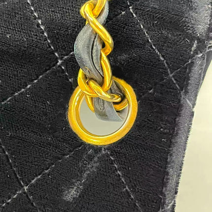 Chanel Classic Flap Mini Square Vintage Black Velvet 24k Gold Hardware 1991-94