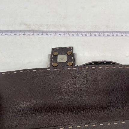 Fendi Baguette Selleria Calfskin Leather Brown Shoulder Bag