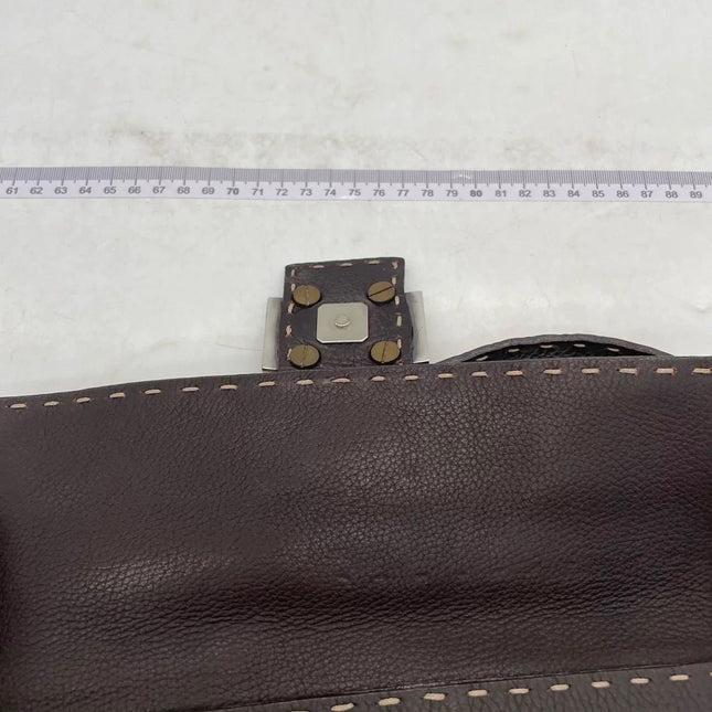 Fendi Baguette Selleria Calfskin Leather Brown Shoulder Bag