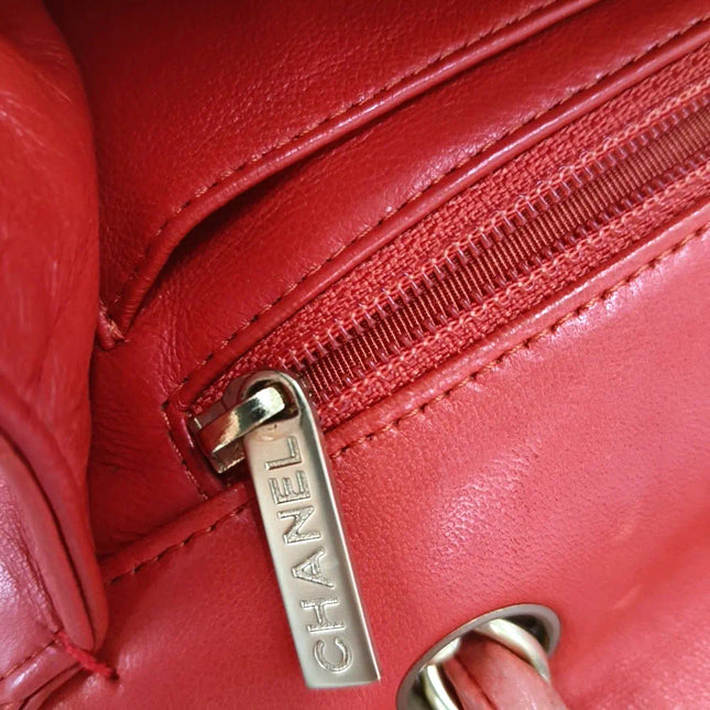 Sold Chanel Classic Flap 2009 Maxi Red Lambskin Leather Gold-tone Hardware