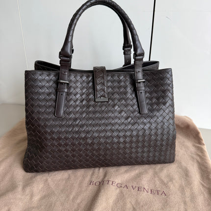 Bottega Veneta Roma Large Intrecciato Nappa Leather Dark Brown 35cm