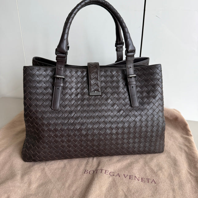 Bottega Veneta Roma Large Intrecciato Nappa Leather Dark Brown 35cm