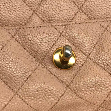 Chanel Medium Camera Case Bag Beige Caviar Leather Gold Hardware