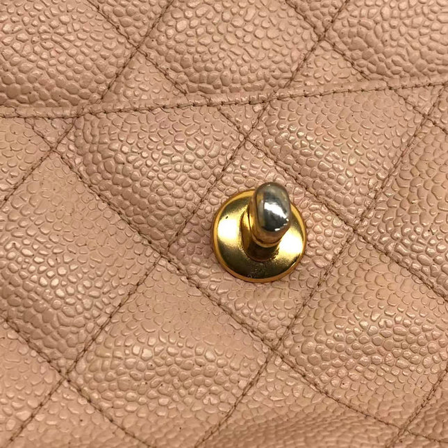 Chanel Medium Camera Case Bag Beige Caviar Leather Gold Hardware