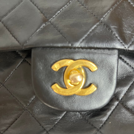 Chanel Classic Flap Vintage Medium Black Lambskin Leather 24k Gold Hardware 1994-1996