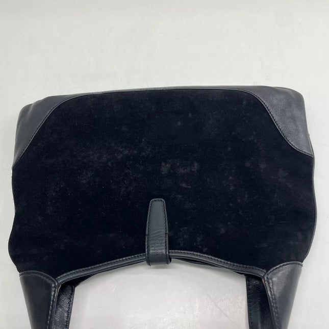 Gucci Jackie Vintage Large Black Suede Leather Ringlets Decoration