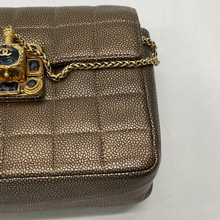 Chanel Paris Byzance Limited Edition Gold Caviar Leather Black Jewel Lock