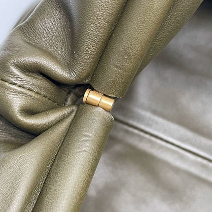 Bottega Veneta Pouch Calfskin Leather Dark Green Large