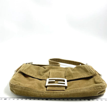 FENDI Baguette Vintage Corduroy Beige Brown Shoulder Bag