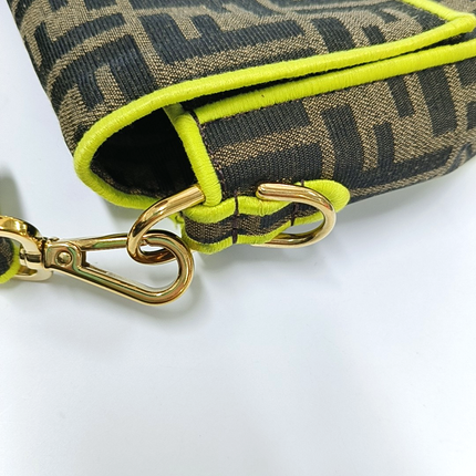 FENDI Baguette Zucca Monogram Canvas with Lime Neon Trimming Medium