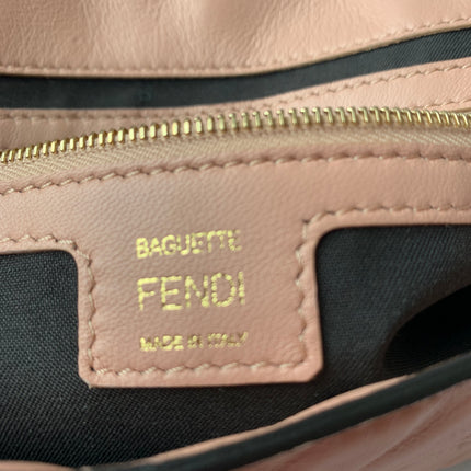 Sold FENDI Baguette Rosa Bourbon Pink Leather 3D FF Motif Crossbody bag