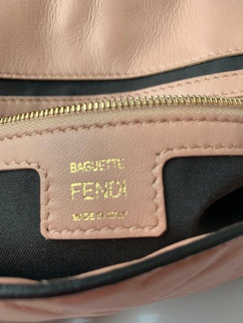 Sold FENDI Baguette Rosa Bourbon Pink Leather 3D FF Motif Crossbody bag