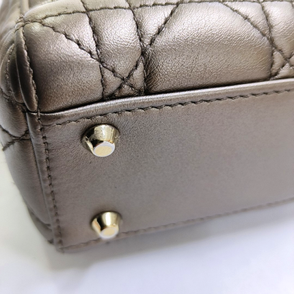 Lady Dior Mini Metallic Copper Gold Cannage Lambskin Gold Hardware Chain Strap