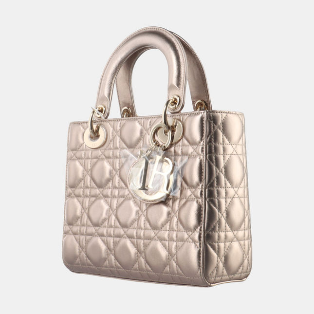Lady Dior ABCdior Small Pink Irediscent and Metallic Cannage Lambskin Handbag