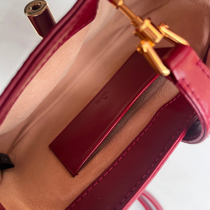 Sold Gucci Jackie 1961 Mini Burgundy Leather Bag with Adjustable Strap