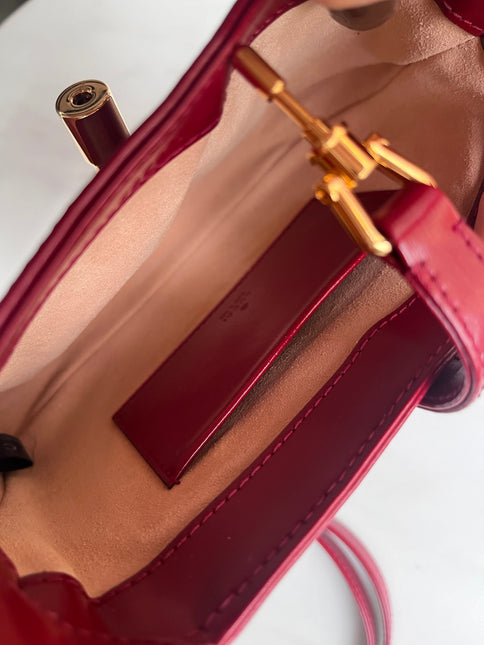 Sold Gucci Jackie 1961 Mini Burgundy Leather Bag with Adjustable Strap