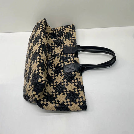 Bottega Veneta Cabat Tote Intrecciato Black and Beige Leather