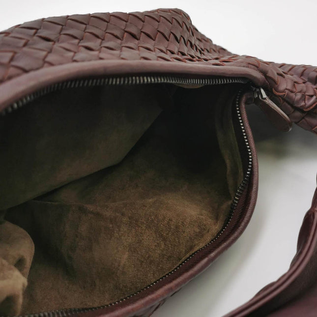 Sold Bottega Veneta Belly Hobo Intrecciato Eggplant Purple Leather Large 50cm