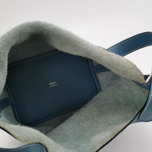 Hermes Picotin 18 Clemence Taurillon Leather Blue Jean 2015