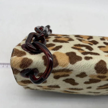 Prada Leopard Print Pony-style Calfskin Tortoise Strap Large Shoulder Bag